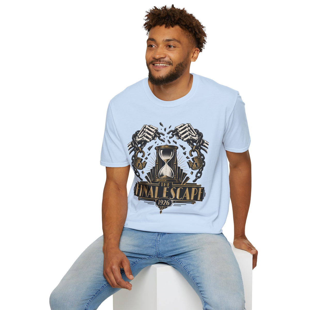 The Final Escape 1926 Shirt – Skeleton Chains Hourglass Art Deco Tee
