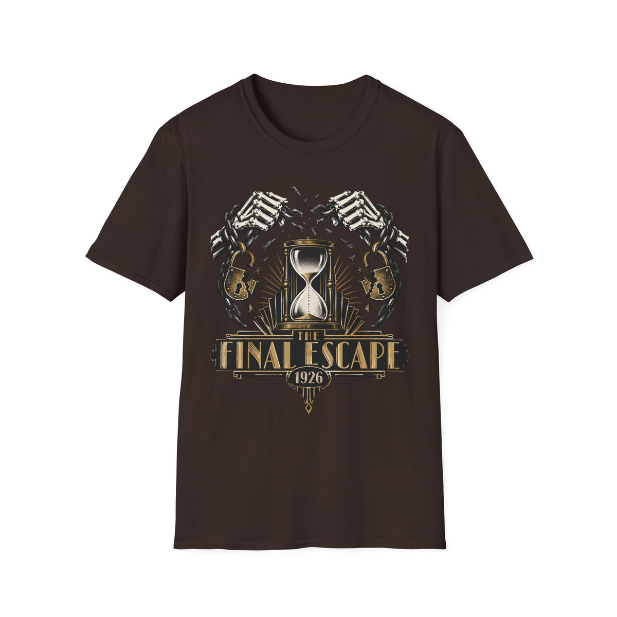 The Final Escape 1926 Shirt – Skeleton Chains Hourglass Art Deco Tee