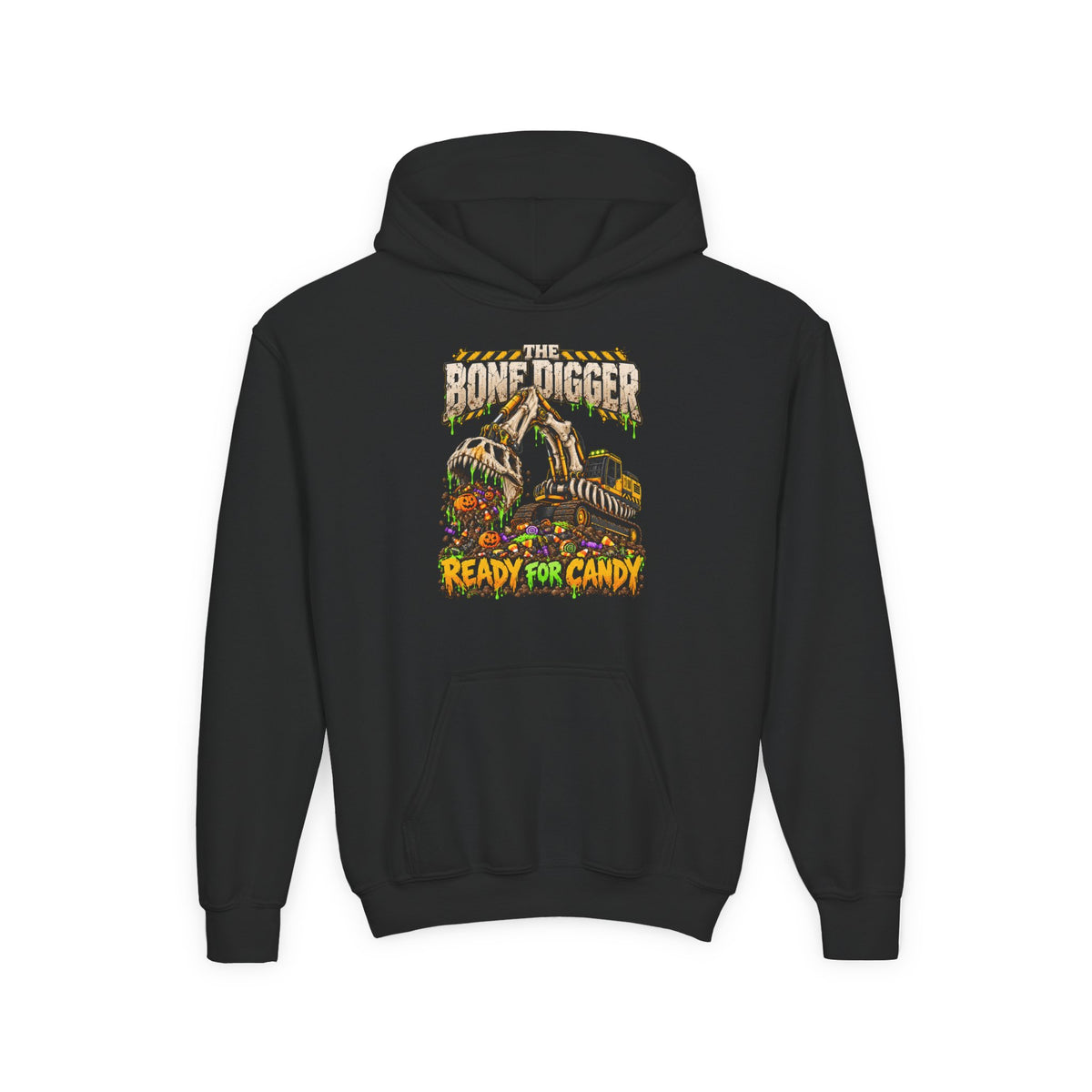 The Bone Digger Ready for Candy Youth Halloween Hoodie