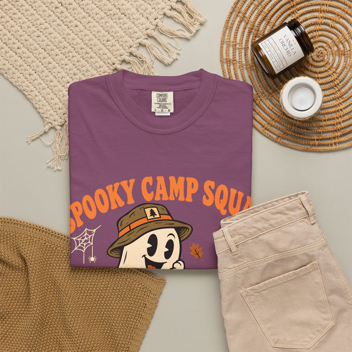 Spooky Camp Squad Campfires & Cobwebs Comfort Colors Tee