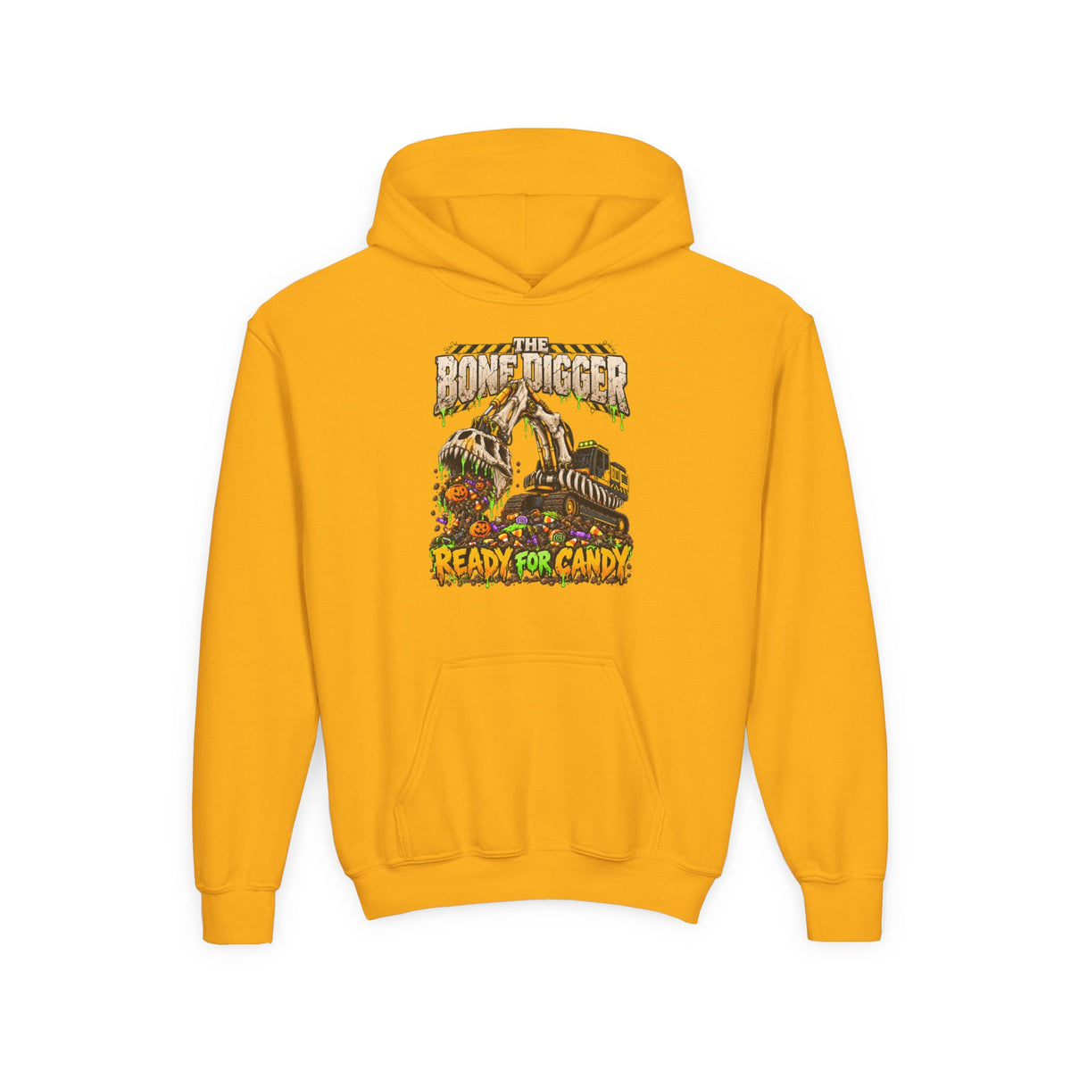The Bone Digger Ready for Candy Youth Halloween Hoodie
