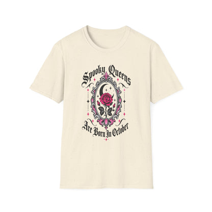 Spooky Queens Are Born In October Shirt – Gothic Rose Halloween Birthday Tee