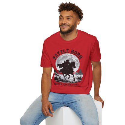 Battle Born Shadow Raised 1864 Shirt – Dark Western Horseman Moon Tee