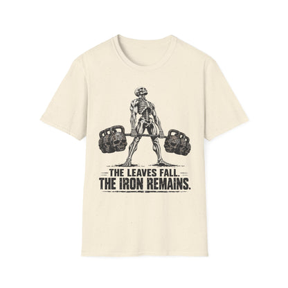 The Leaves Fall The Iron Remains Shirt – Skeleton Deadlift Gym Fall Tee