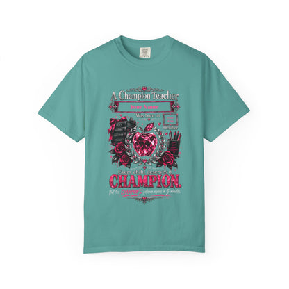 Personalized Champion Teacher October Birthday Comfort Colors Tee