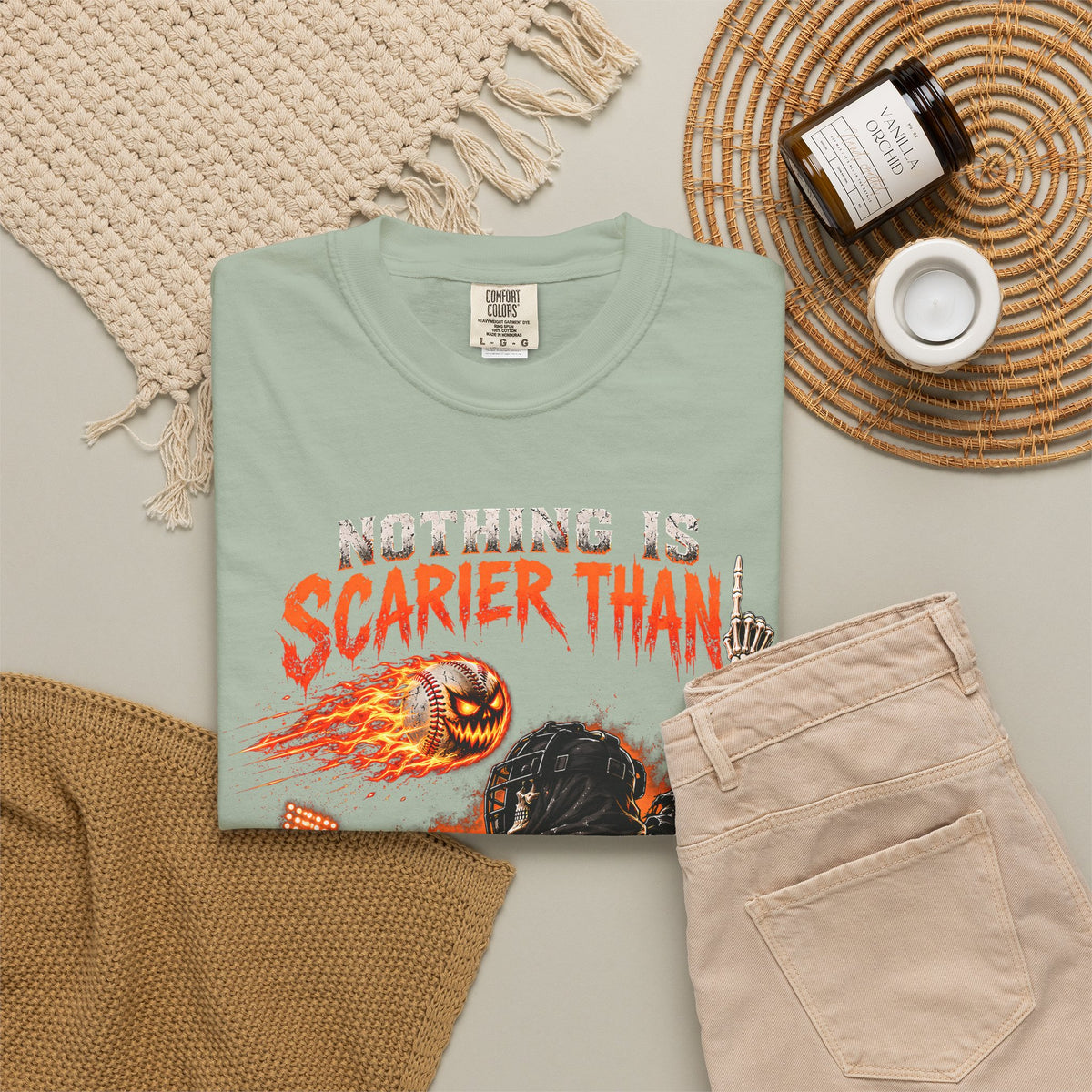 October Baseball Halloween Comfort Colors Graphic T-Shirt