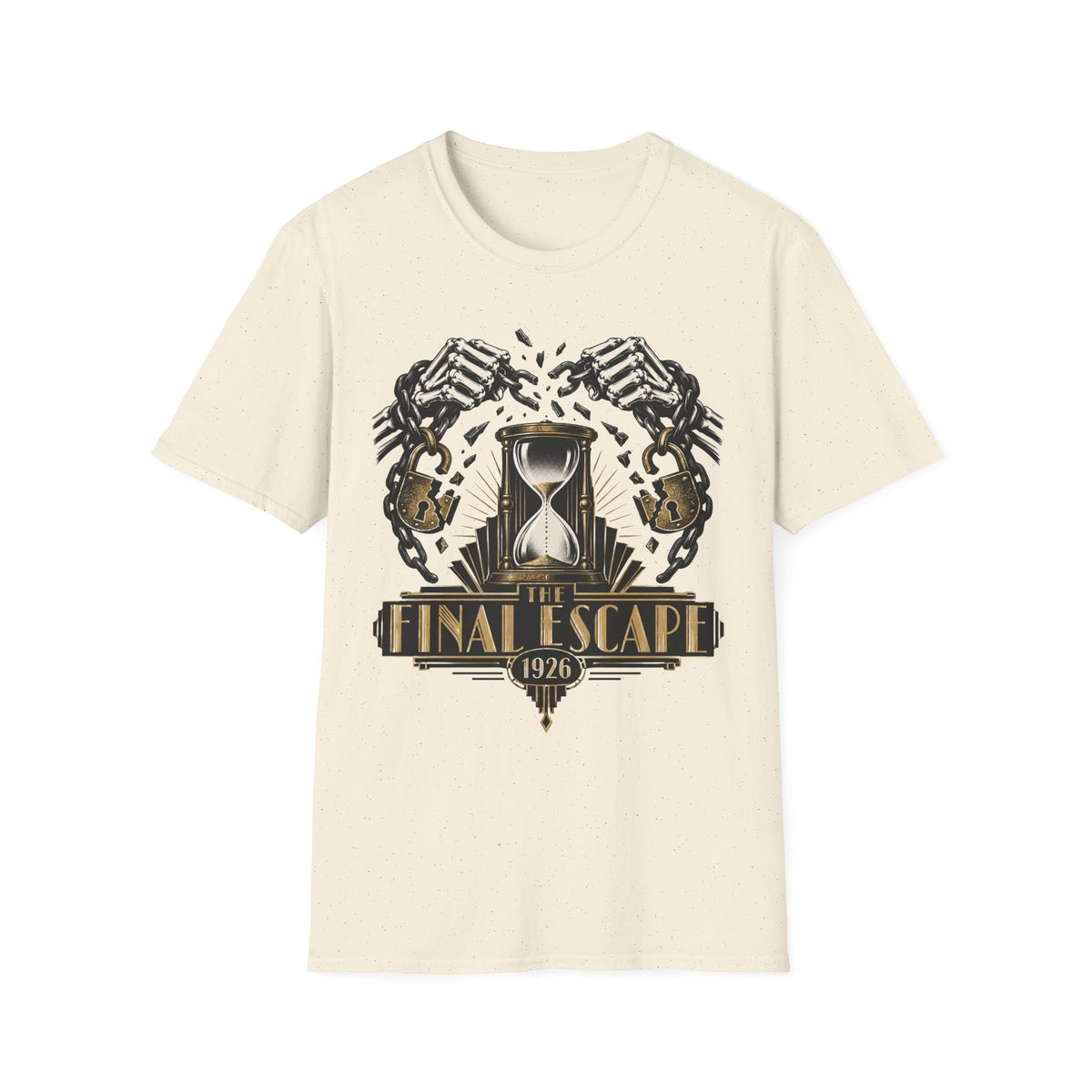 The Final Escape 1926 Shirt – Skeleton Chains Hourglass Art Deco Tee