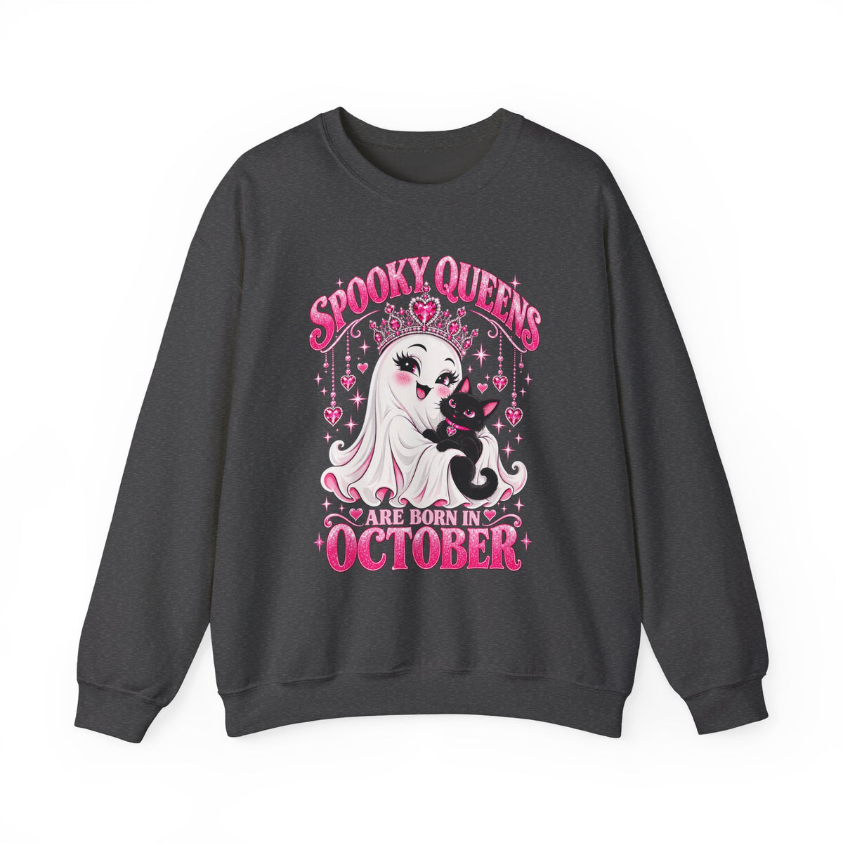 Spooky Queens Are Born in October Gildan 18000 Sweatshirt