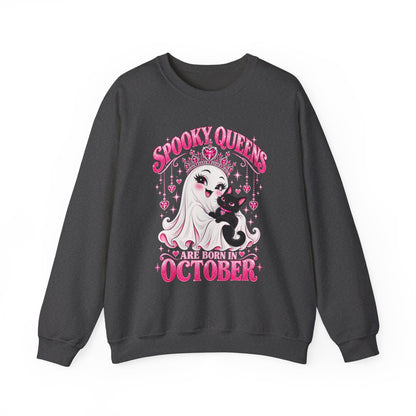 Spooky Queens Are Born in October Gildan 18000 Sweatshirt