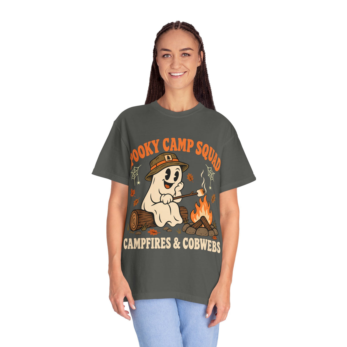 Spooky Camp Squad Campfires & Cobwebs Comfort Colors Tee