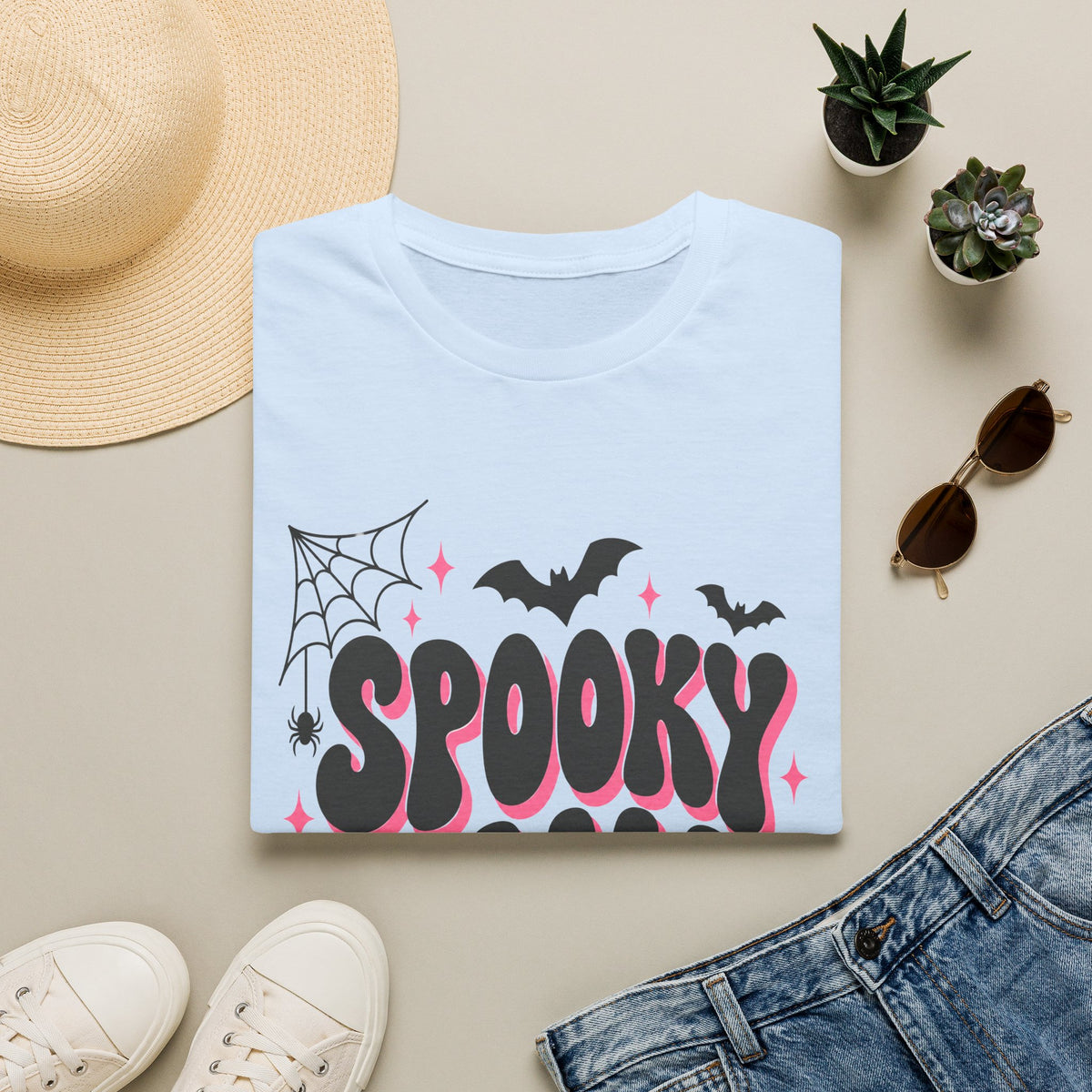 Spooky Mama Halloween Shirt – Retro Pink Bat & Spider Web Mom Tee