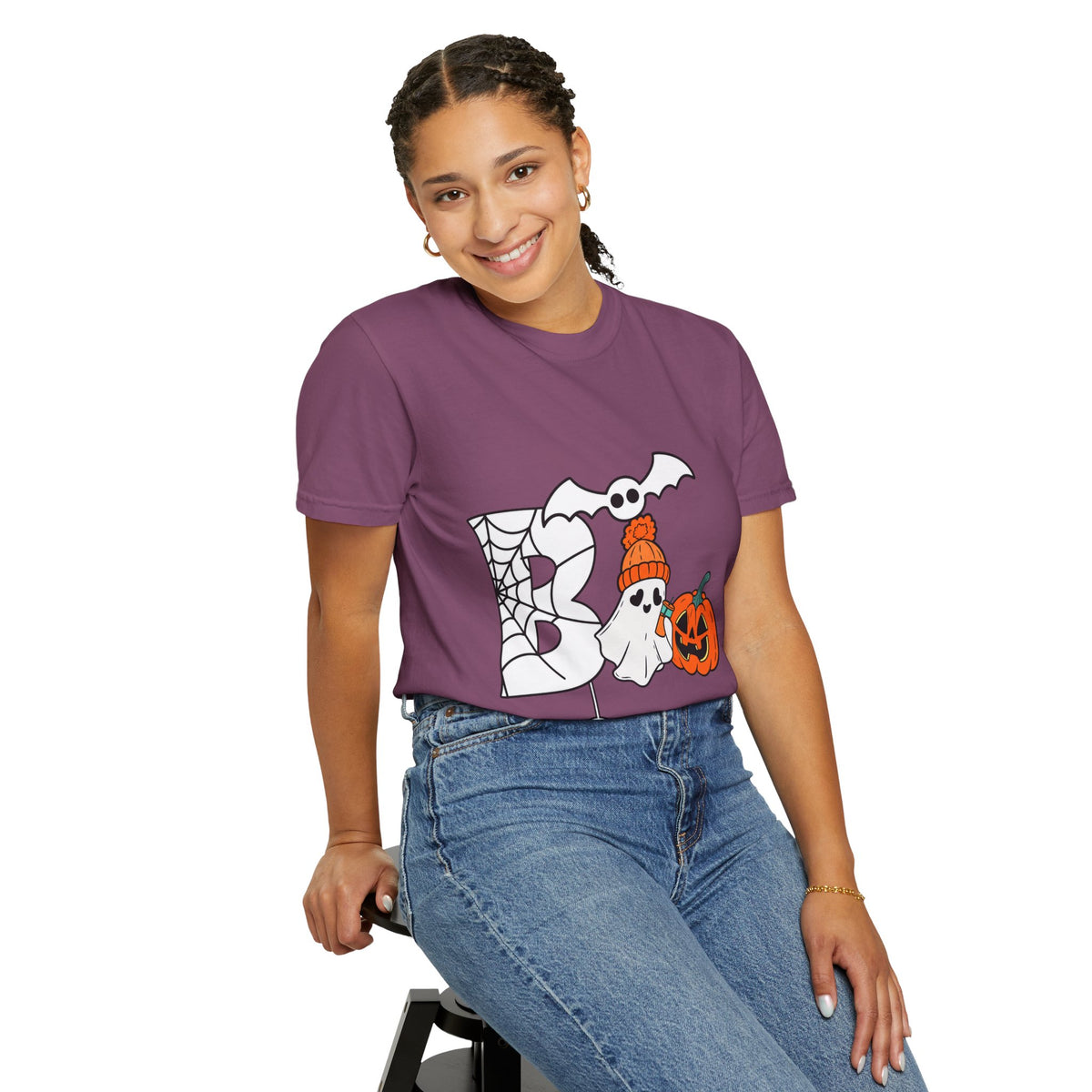 Cute Ghost Pumpkin Cozy Halloween Comfort Colors T-Shirt
