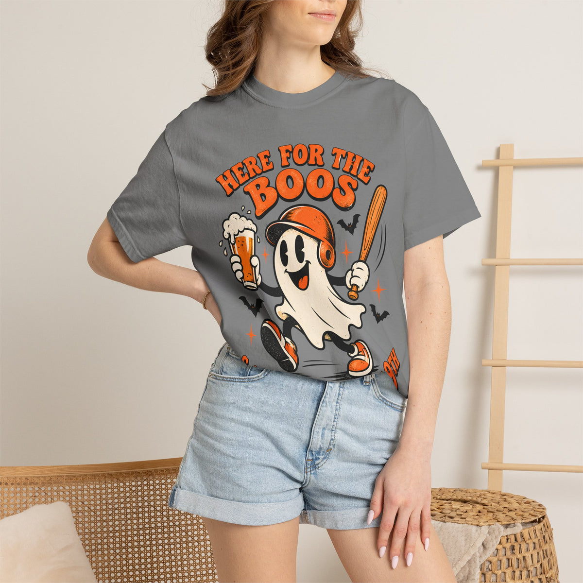 Here for the Boos Baseball Halloween Comfort Colors Tee