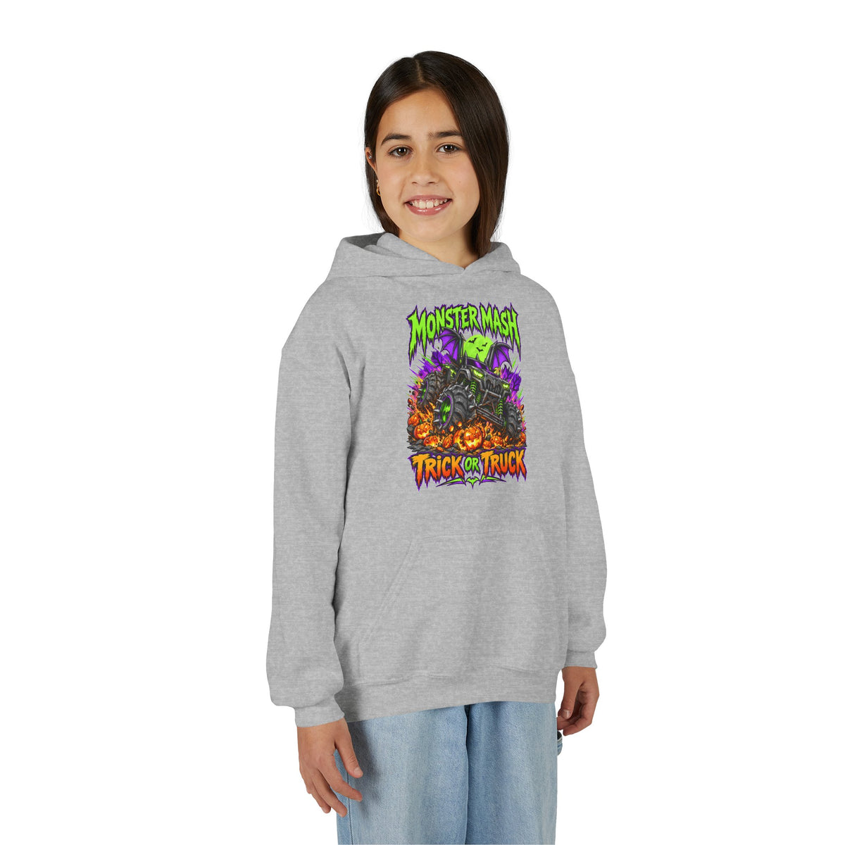 Monster Mash Trick or Truck Youth Halloween Hoodie