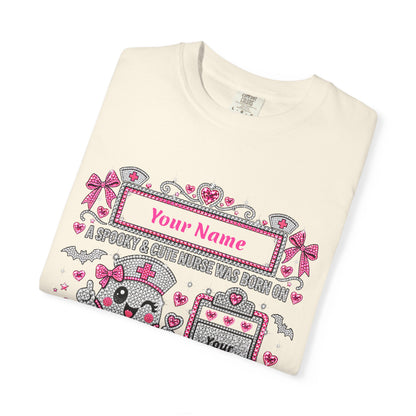 Personalized Spooky Cute Nurse October Birthday Comfort Colors Tee