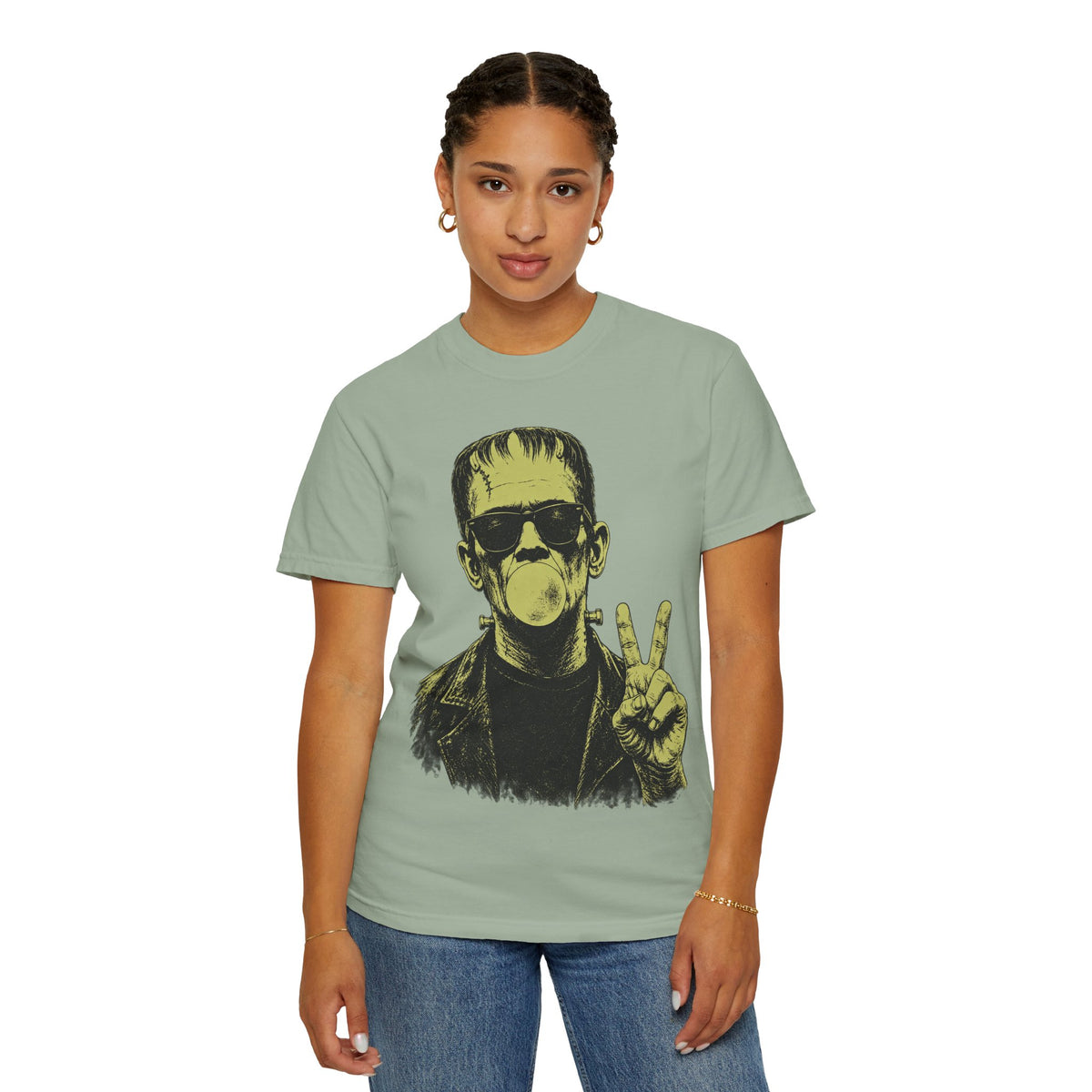Frankenstein Bubblegum Peace Sign Comfort Colors T-Shirt