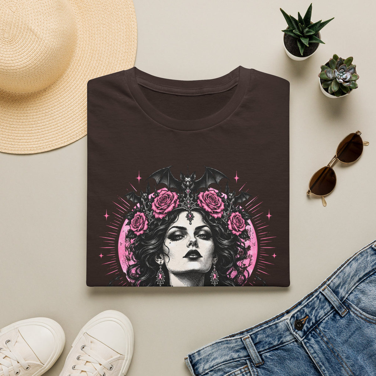 Pink Spooky Queen Pastel Gothic Glamour Witch T-Shirt