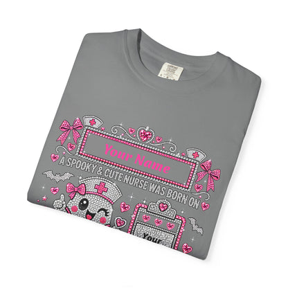 Personalized Spooky Cute Nurse October Birthday Comfort Colors Tee