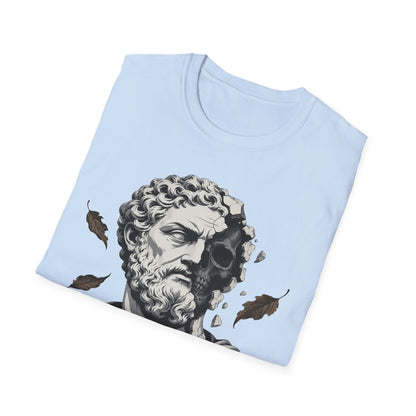 Memento Mori Embrace The Fall Shirt – Stoic Skull Statue Autumn Tee