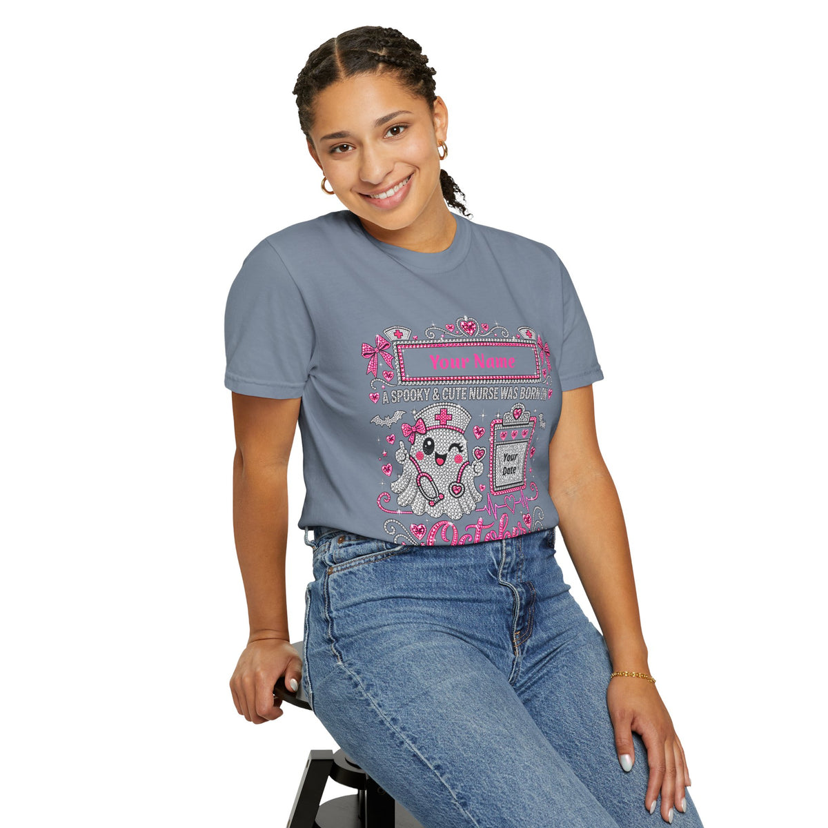 Personalized Spooky Cute Nurse October Birthday Comfort Colors Tee