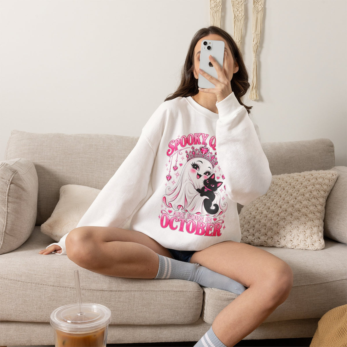 Spooky Queens Are Born in October Gildan 18000 Sweatshirt