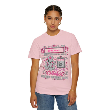 Personalized Spooky Cute Nurse October Birthday Comfort Colors Tee