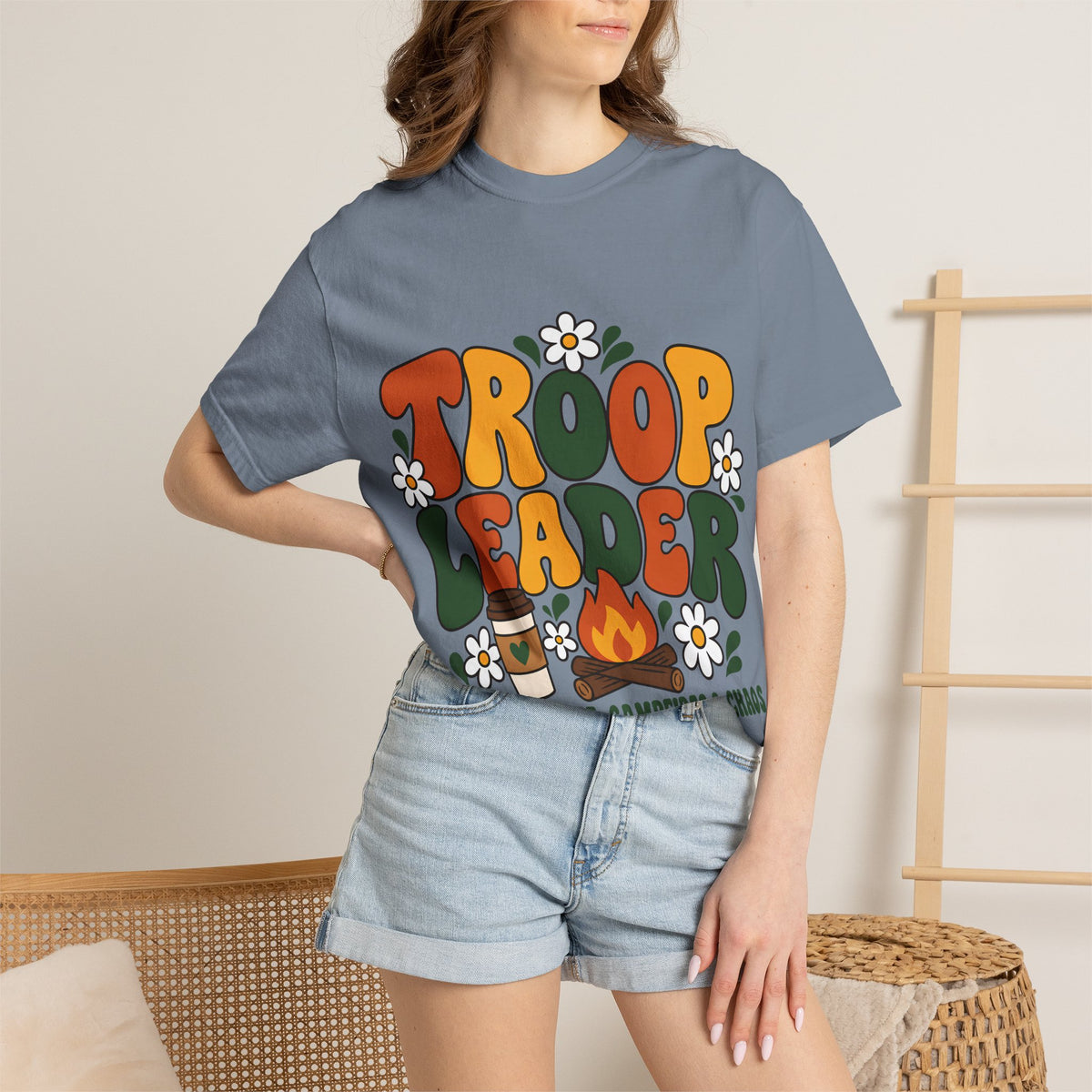 Troop Leader Coffee Campfires Chaos Comfort Colors Tee