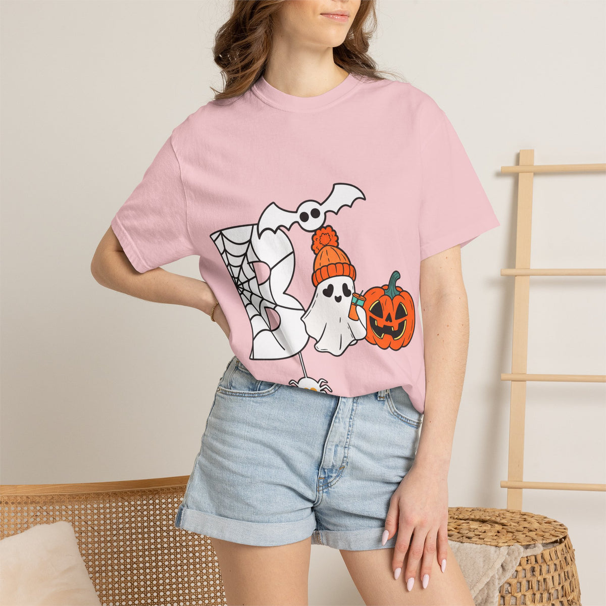 Cute Ghost Pumpkin Cozy Halloween Comfort Colors T-Shirt