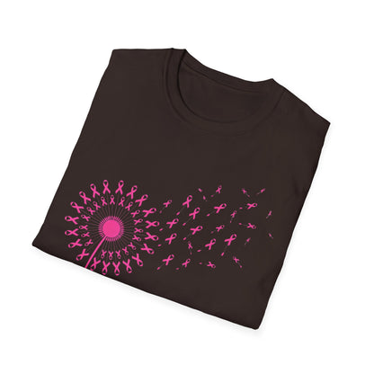 Pink Ribbon Dandelion Breast Cancer Awareness Tee