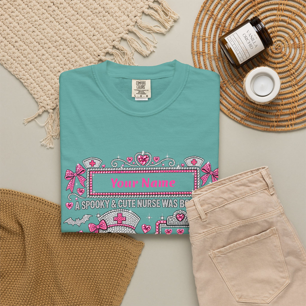 Personalized Spooky Cute Nurse October Birthday Comfort Colors Tee