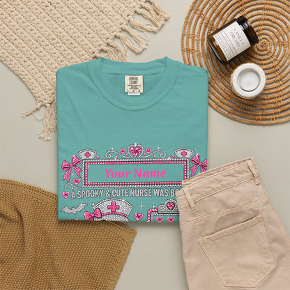 Personalized Spooky Cute Nurse October Birthday Comfort Colors Tee