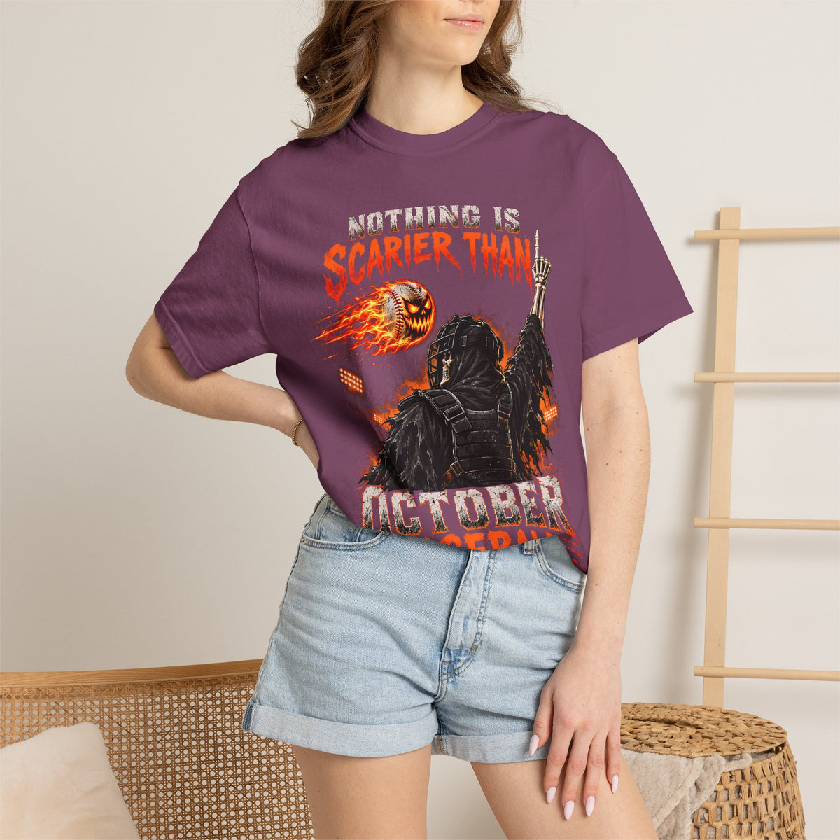 October Baseball Halloween Comfort Colors Graphic T-Shirt