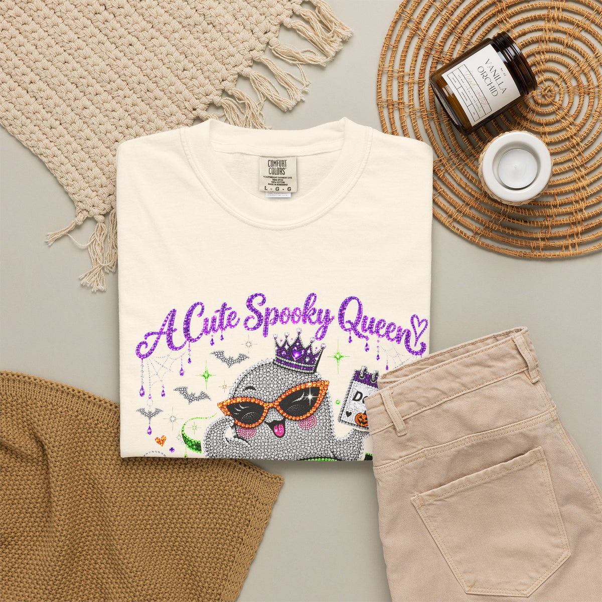 Personalized Spooky Queen October Birthday Comfort Colors Tee