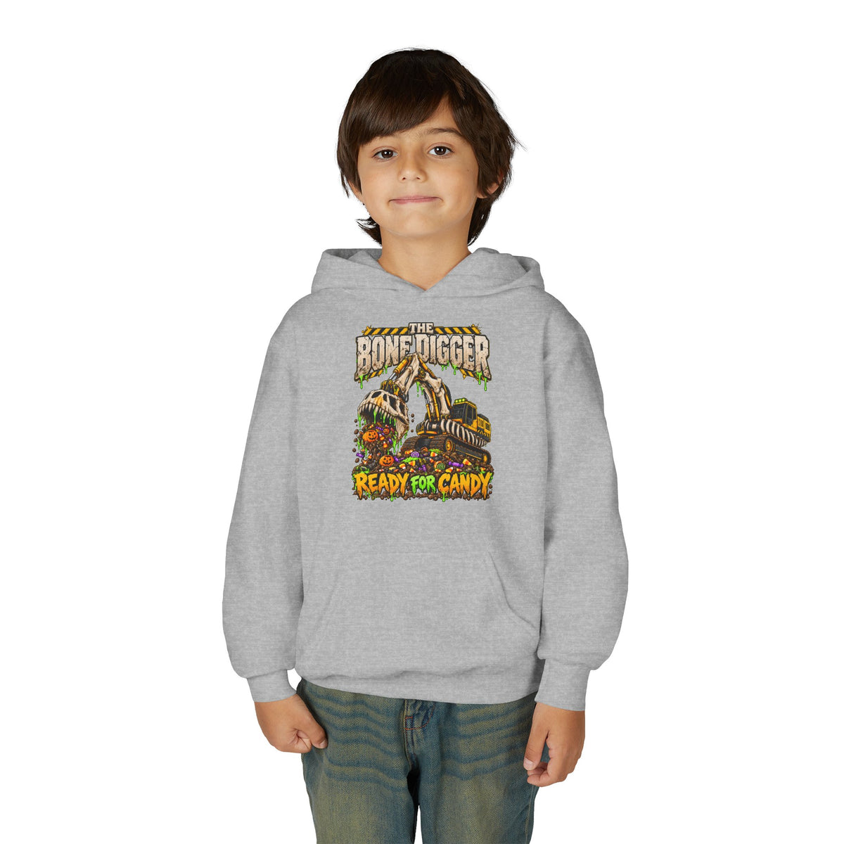 The Bone Digger Ready for Candy Youth Halloween Hoodie