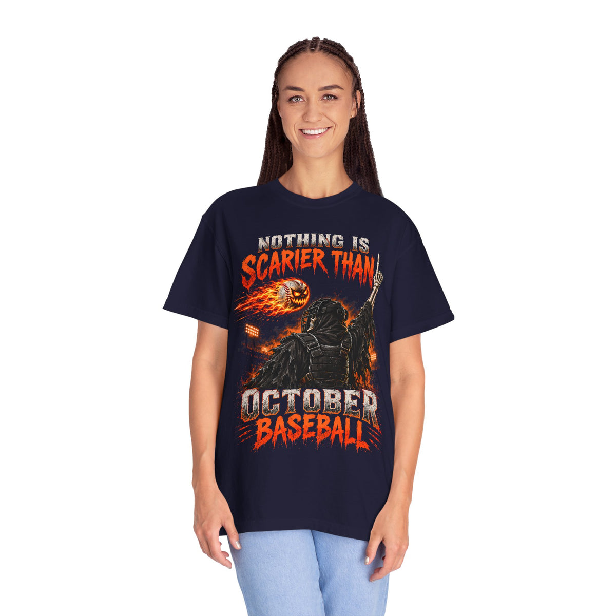 October Baseball Halloween Comfort Colors Graphic T-Shirt