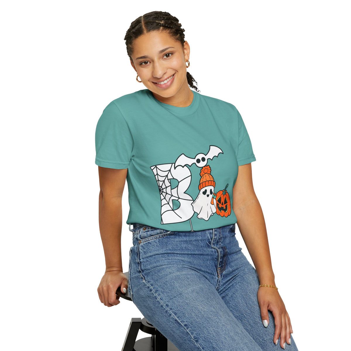 Cute Ghost Pumpkin Cozy Halloween Comfort Colors T-Shirt