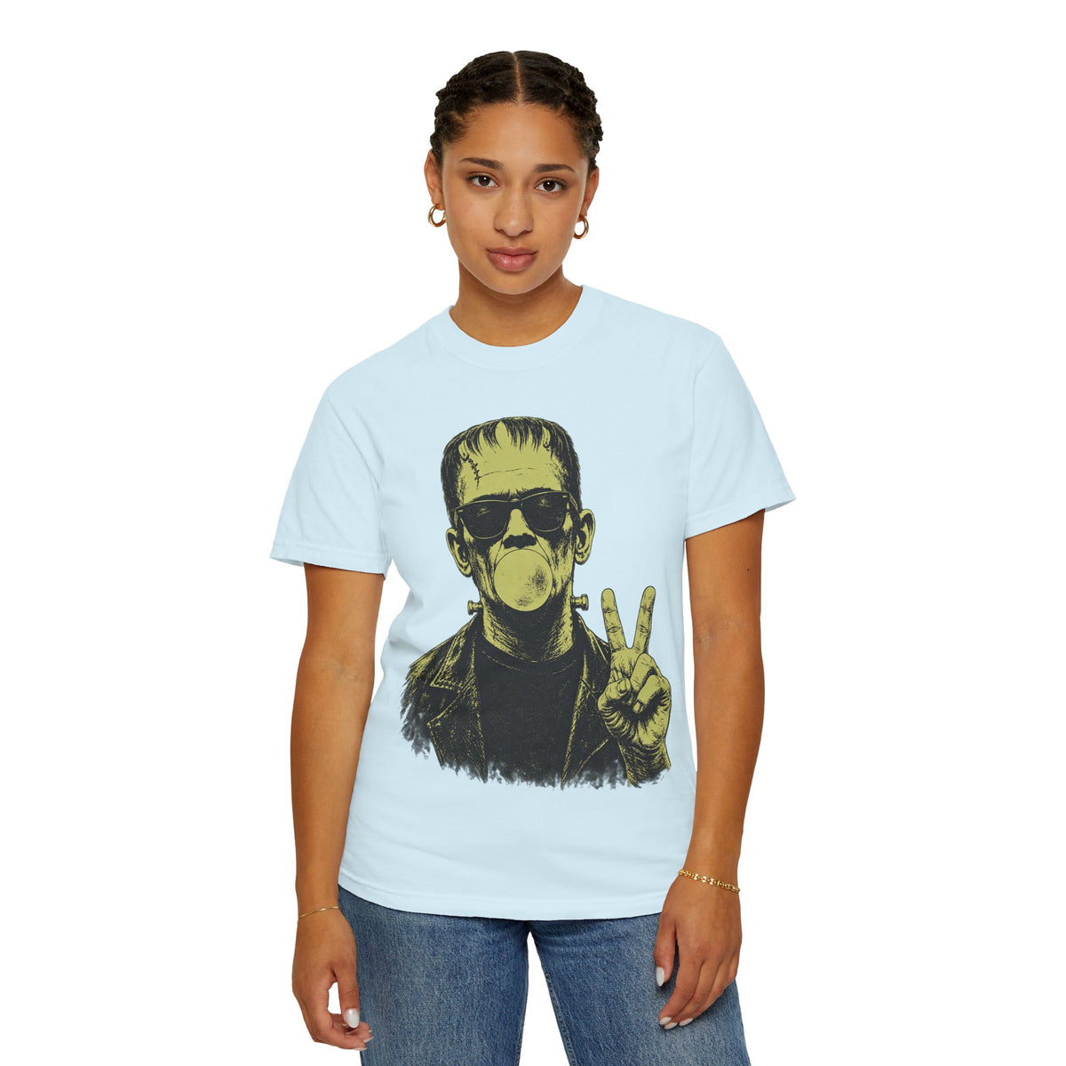 Frankenstein Bubblegum Peace Sign Comfort Colors T-Shirt