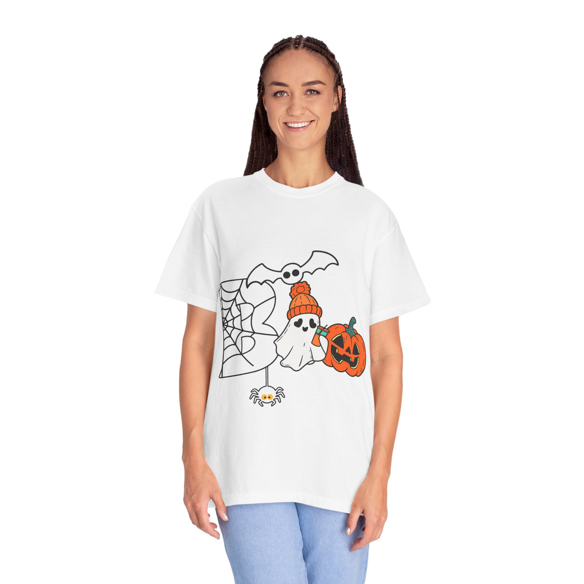 Cute Ghost Pumpkin Cozy Halloween Comfort Colors T-Shirt