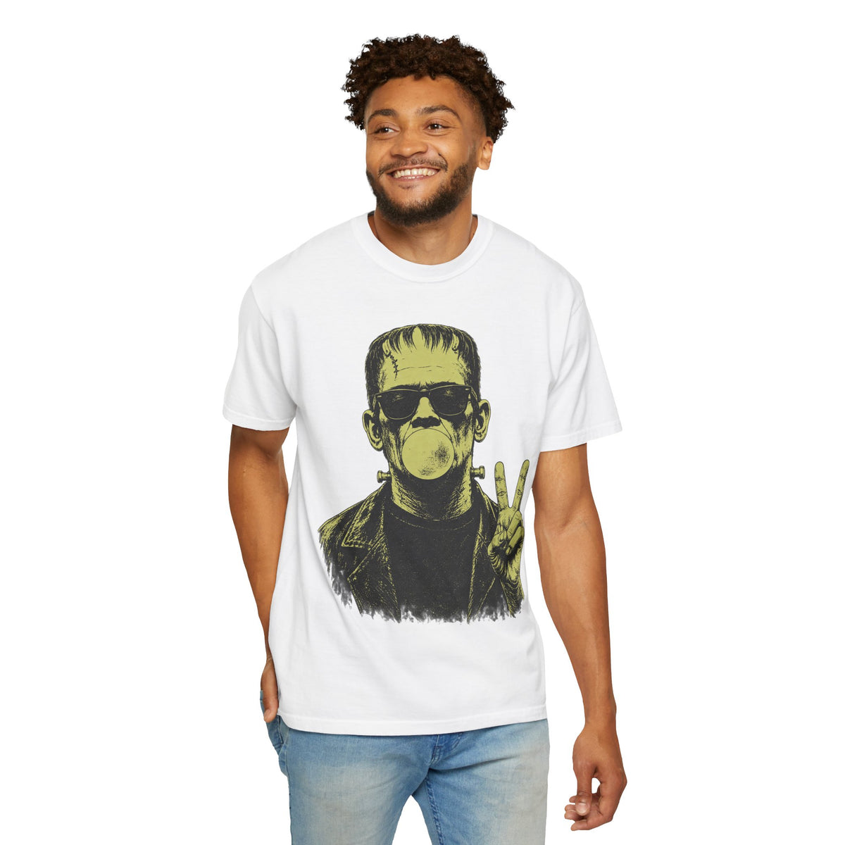 Frankenstein Bubblegum Peace Sign Comfort Colors T-Shirt
