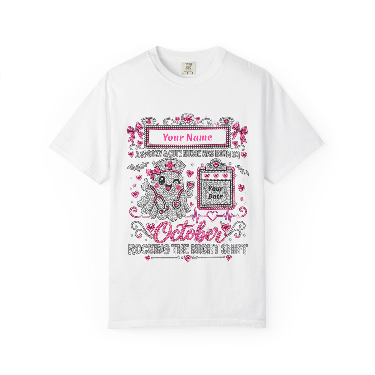 Personalized Spooky Cute Nurse October Birthday Comfort Colors Tee