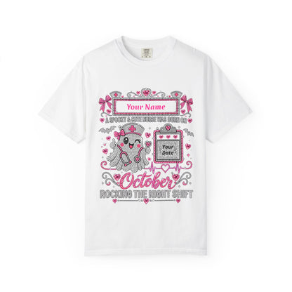 Personalized Spooky Cute Nurse October Birthday Comfort Colors Tee