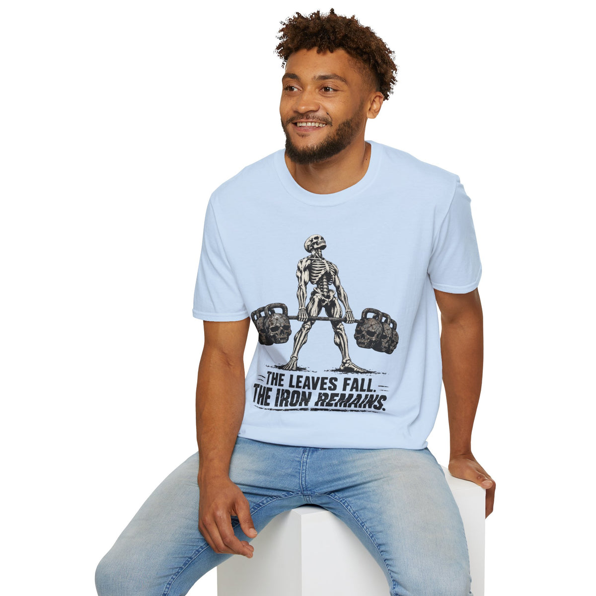 The Leaves Fall The Iron Remains Shirt – Skeleton Deadlift Gym Fall Tee