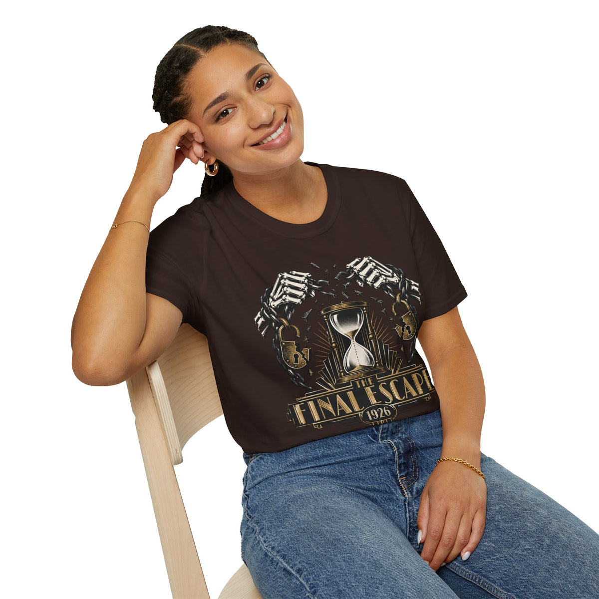 The Final Escape 1926 Shirt – Skeleton Chains Hourglass Art Deco Tee