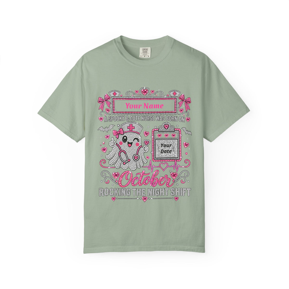 Personalized Spooky Cute Nurse October Birthday Comfort Colors Tee