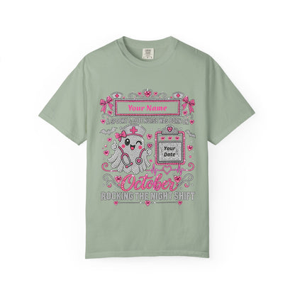 Personalized Spooky Cute Nurse October Birthday Comfort Colors Tee