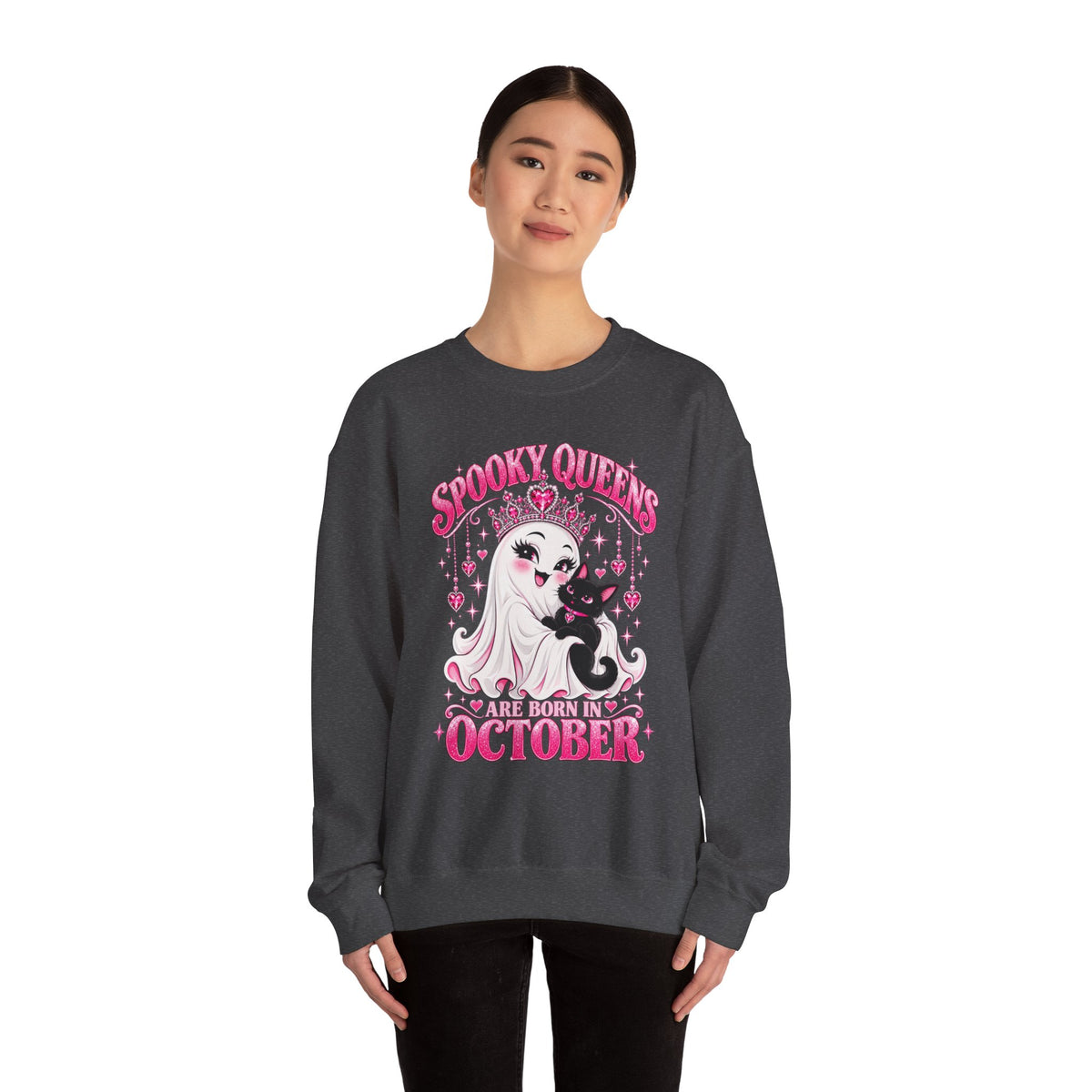 Spooky Queens Are Born in October Gildan 18000 Sweatshirt