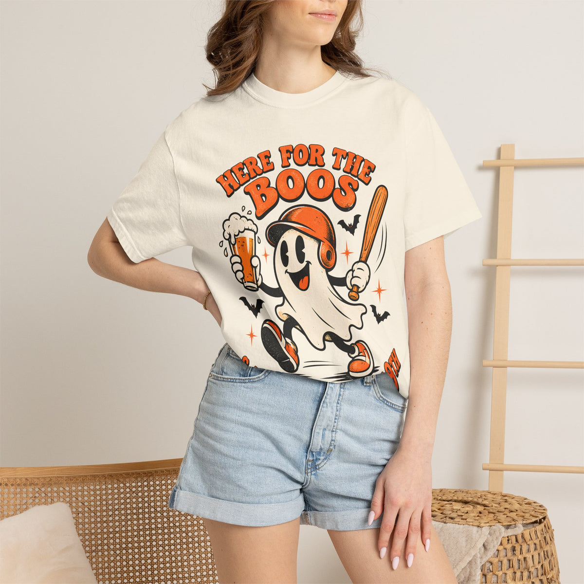 Here for the Boos Baseball Halloween Comfort Colors Tee