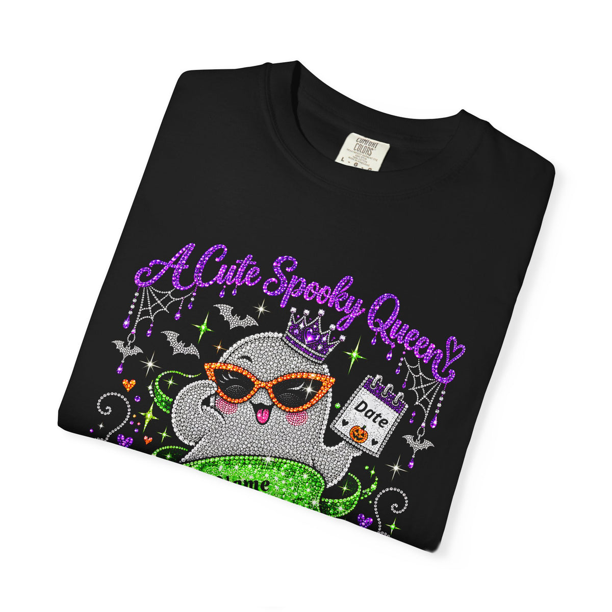 Personalized Spooky Queen October Birthday Comfort Colors Tee