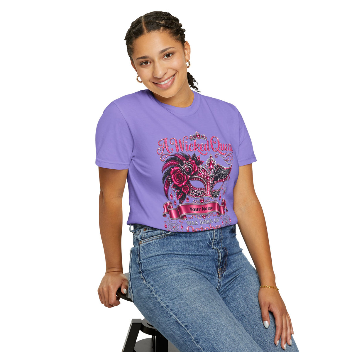 Personalized Wicked Queen October Birthday Comfort Colors Tee