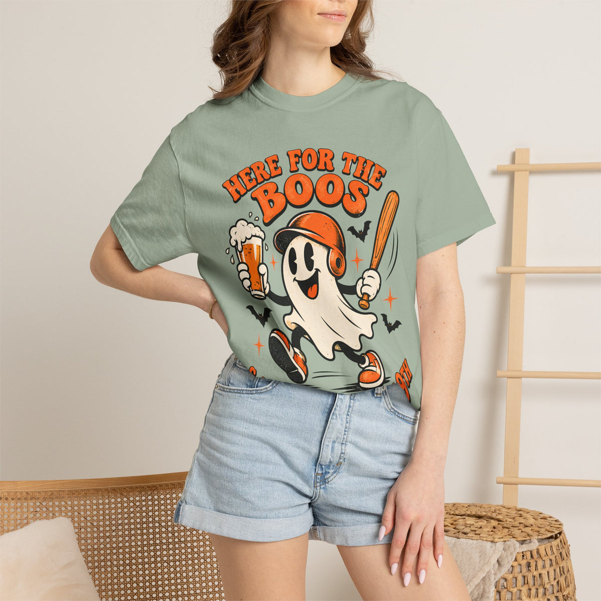 Here for the Boos Baseball Halloween Comfort Colors Tee